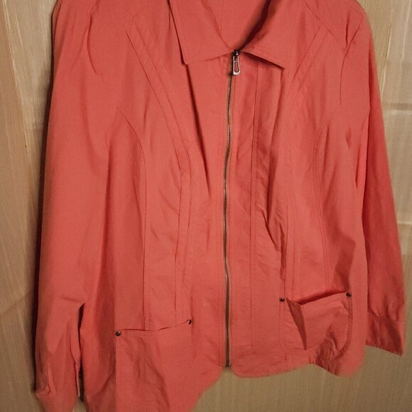 CJ Banks Womens Plus Salmon Pink Full Zip Jacket 2X - Picture 3 of 7